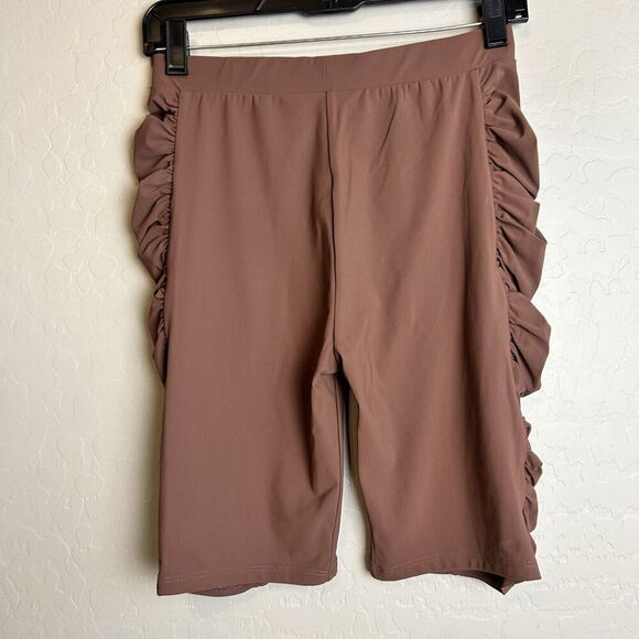 ALIX NYC Bolton Biker Shorts Womens Small Brown Ruched Athletic Or Casual - Picture 5 of 7
